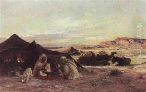 Campement Dans Le Sud Algerien Oil Painting by Eugene Alexis Girardet