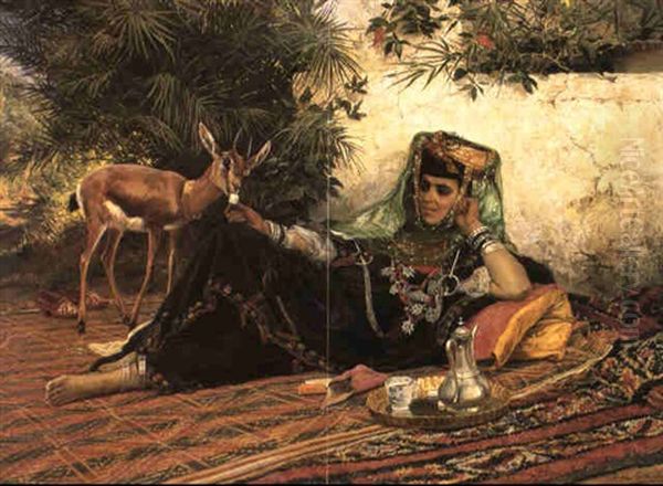 Jeune Femme De Biskra Oil Painting by Eugene Alexis Girardet