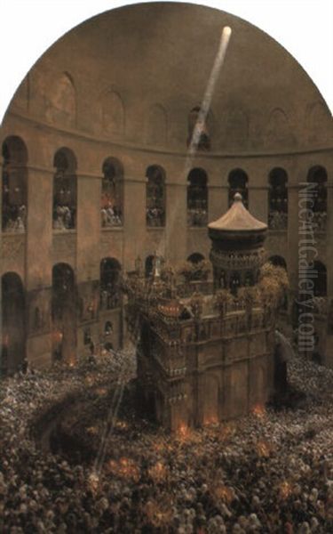 The Sacred Fire Of Jerusalem Oil Painting by Eugene Alexis Girardet