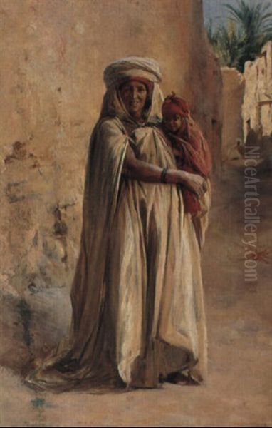 Femme Nomade Et Son Enfant Oil Painting by Eugene Alexis Girardet