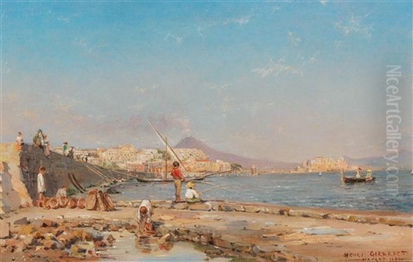 Young Fisherman In The Bay Of Naples Oil Painting by Henri Girardet