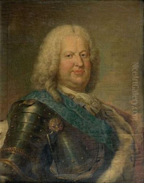 Portrait De Stanislas Leczinski (1er Duc De Lorraine Et De Bar) Oil Painting by Jean Girardet