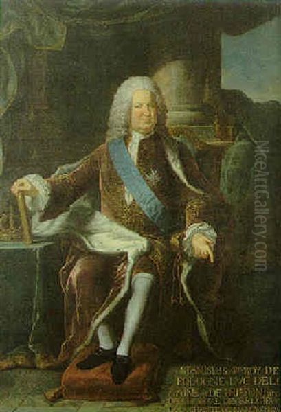 Portrait De Stanislas Leszcynski Oil Painting by Jean Girardet