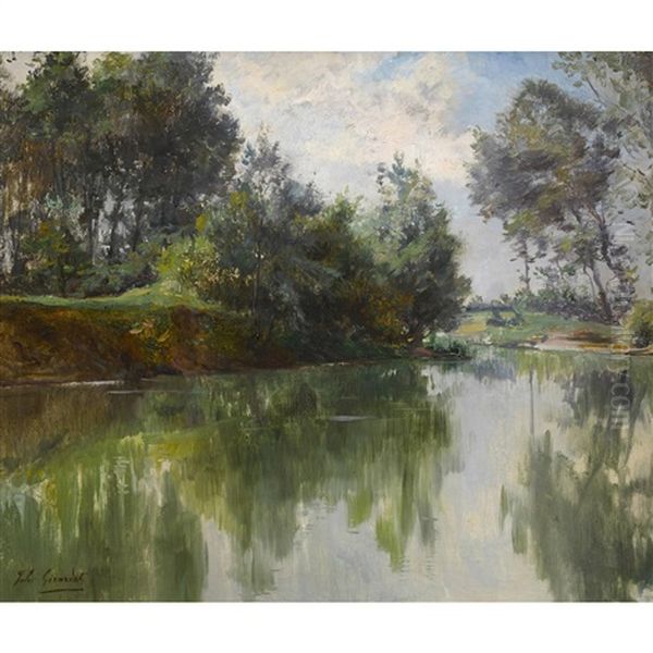 Sommerliche Flusslandschaft Oil Painting by Jules Girardet