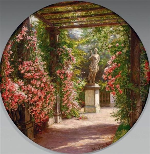 Ete, La Statue De Diane Oil Painting by Jules Girardet