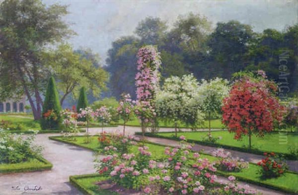 Le Jardin Fleuri Oil Painting by Jules Girardet