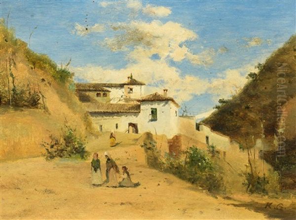 Sudliche Landschaft Oil Painting by Karl Girardet