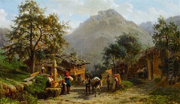 Landliche Szene Oil Painting by Karl Girardet