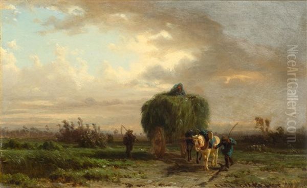 Hay Harvest Oil Painting by Karl Girardet