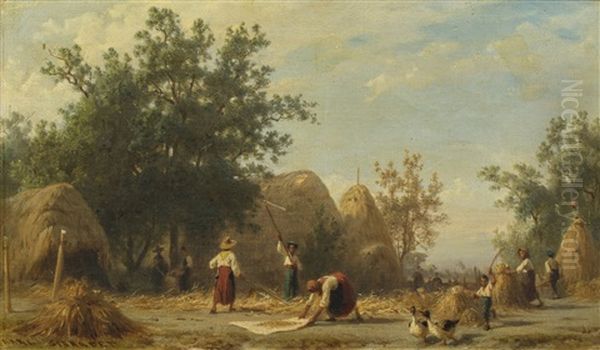 Kornernte Oil Painting by Karl Girardet