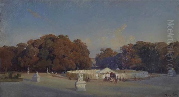 La Tente D'abd-el-rhaman, Chef De L'armee Marocaine, Exposee Au Jardin Des Tuileries Oil Painting by Karl Girardet