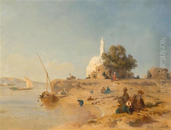 Resting By The Nile Oil Painting by Karl Girardet