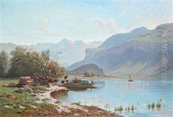 Toparti Reszlet Oil Painting by Karl Girardet