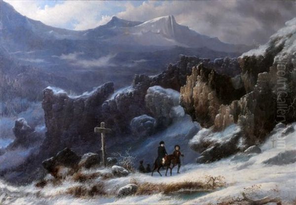 Napoleon Franchissant Le Col Du Grand Saint Bernard Oil Painting by Karl Girardet