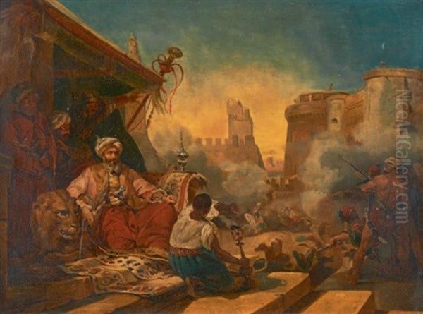 Le Massacre Des Mamelouks Ordonne Au Caire En Par Mehemet Ali (after Horace Vernet) Oil Painting by Karl Girardet