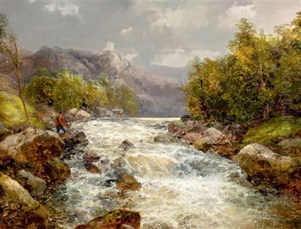 Torrent Oil Painting by Karl Girardet