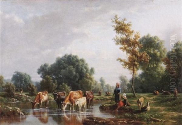 An Der Tranke Oil Painting by Karl Girardet