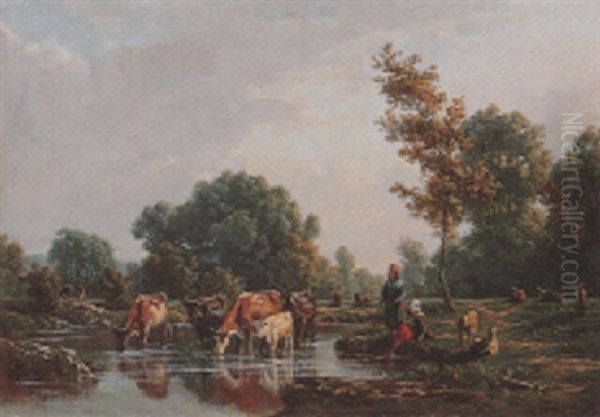 An Der Tranke Oil Painting by Karl Girardet