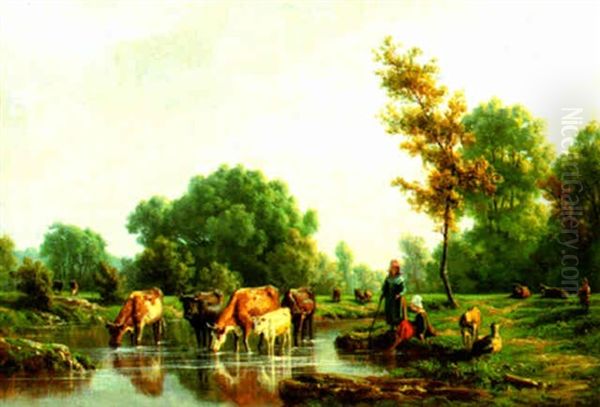 Tending The Herd Oil Painting by Karl Girardet