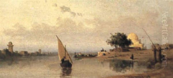 On The Banks Of The Nile Oil Painting by Karl Girardet