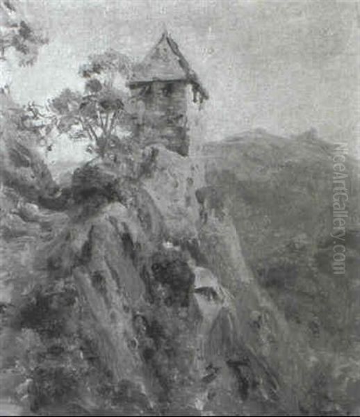 Festungsturm Im Gebirge Oil Painting by Karl Girardet