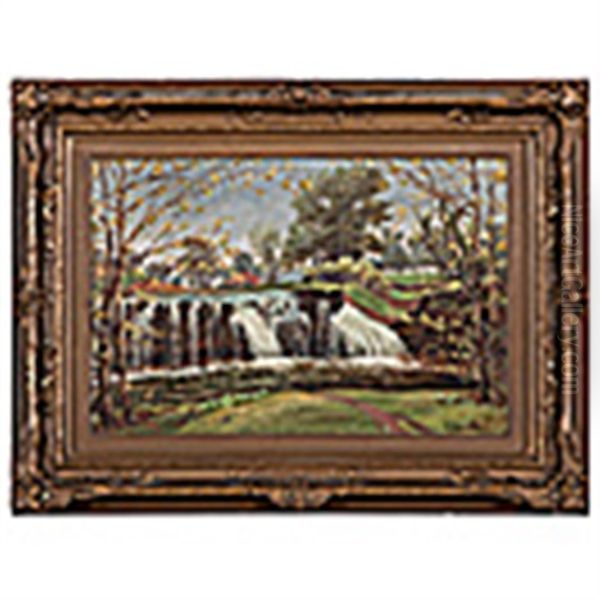 Waterfall Landscape Oil Painting by Frank Joseph Girardin