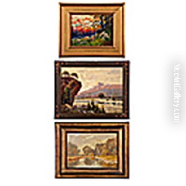 Western Landscapes And Indiana Landscape (3 Works) Oil Painting by Frank Joseph Girardin