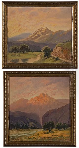 Sunrise Landscapes (2 Works) Oil Painting by Frank Joseph Girardin