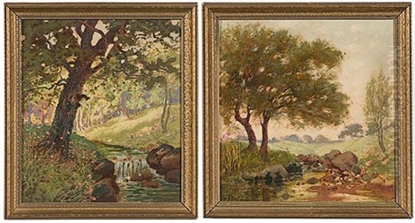 Richmond, Indiana Landscape (+ Another; Pair) Oil Painting by Frank Joseph Girardin