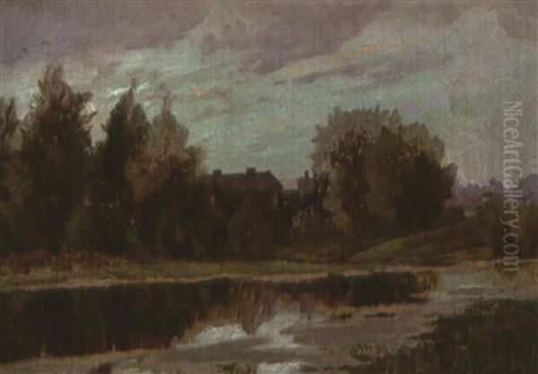 Evening On The White Water Oil Painting by Frank Joseph Girardin