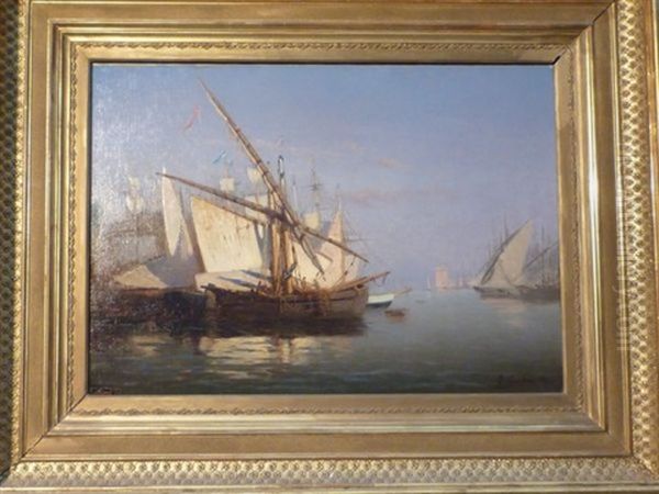 Vue Portuaire En Mediterranee Oil Painting by Pierre-Gustave Girardon