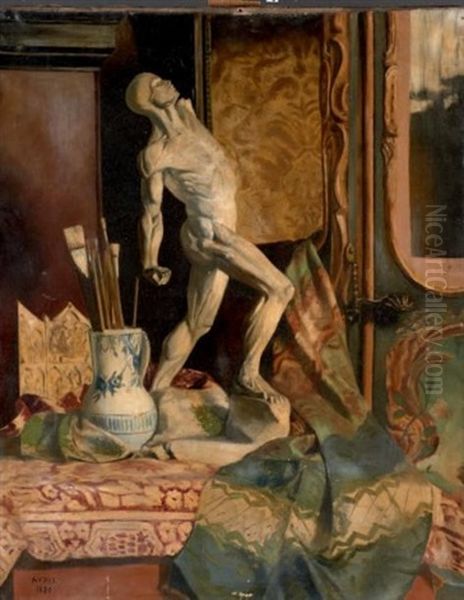 Composition A L'ecorche Et Au Triptyque Oil Painting by Georges-Marie-Julien Girardot