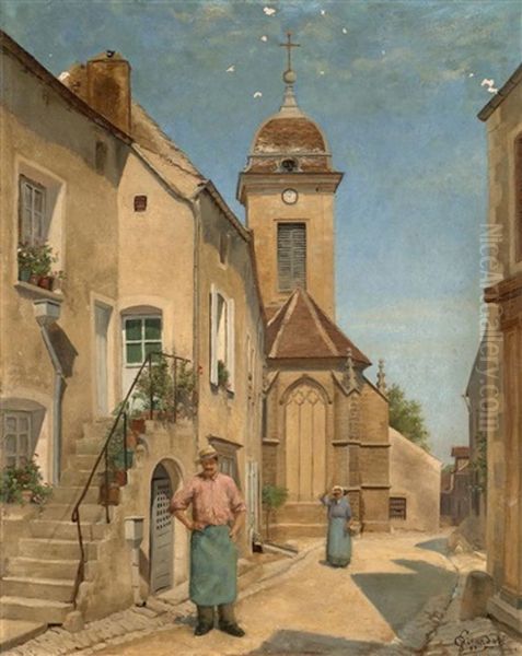 Vue Du Chevet De L'eglise De Pesmes Oil Painting by Georges-Marie-Julien Girardot