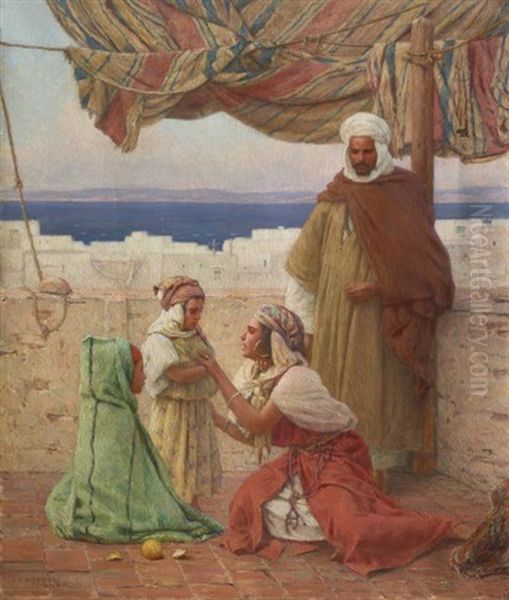 Sur La Terrasse, Tanger Oil Painting by Louis Auguste Girardot