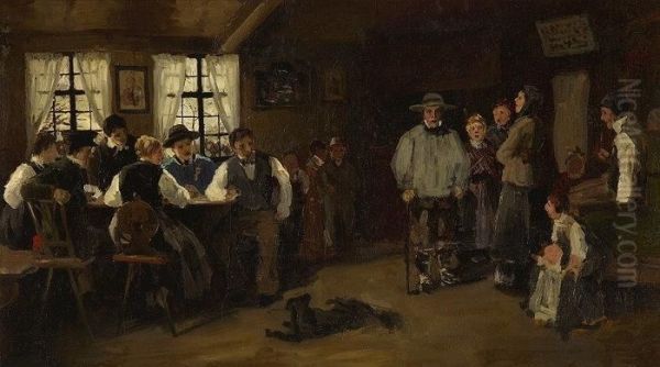 Weihnachtssingen Oil Painting by Hans Bachmann