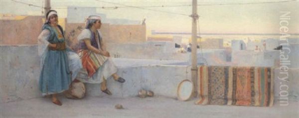 Femmes Mauresques Sur La Terrasse Oil Painting by Louis Auguste Girardot