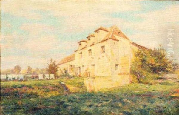 Country House Laundry Day Oil Painting by Louis Auguste Girardot