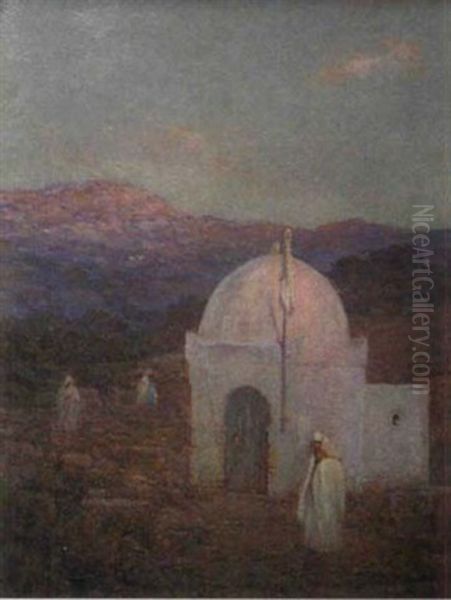 Marocaine Devant Une Koubba Oil Painting by Louis Auguste Girardot