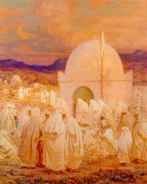 Femmes En Blanc A La Veneration Du Marabout Oil Painting by Louis Auguste Girardot