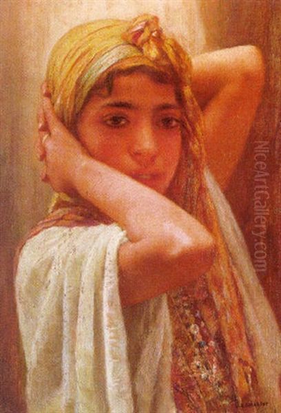 Head Of A Young Arab Girl Oil Painting by Louis Auguste Girardot