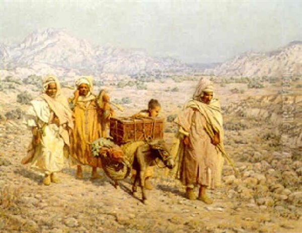 Voyageurs Sur Une Route Du Maroc Oil Painting by Louis Auguste Girardot