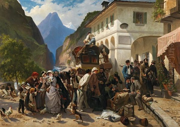 Customs At The Simplon Oil Painting by Eugene Pierre Francois Giraud