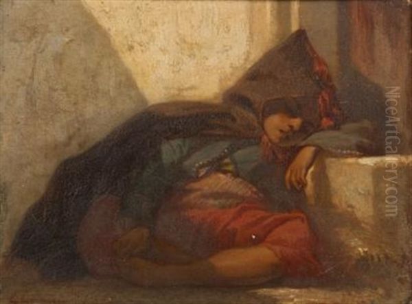 Fillette Orientale Assoupie Oil Painting by Eugene Pierre Francois Giraud