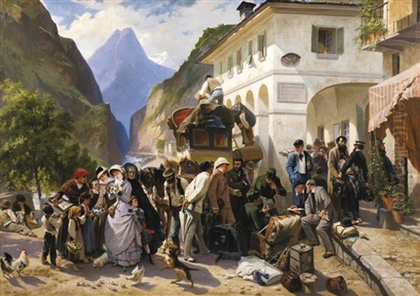 La Douane Italienne Au Simplon Oil Painting by Eugene Pierre Francois Giraud