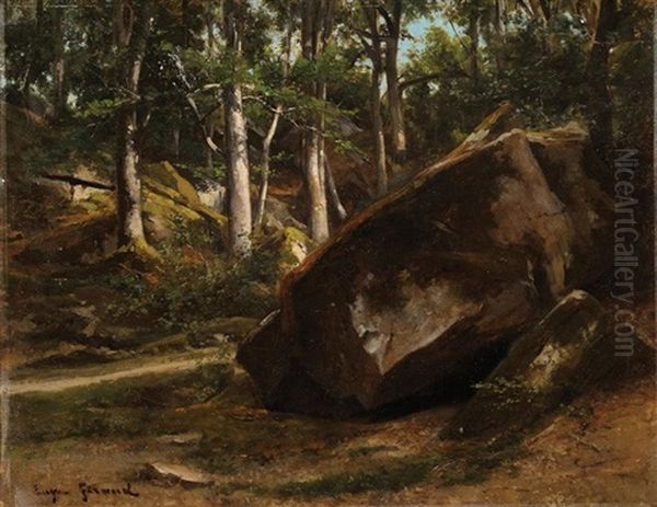 Rochers A Fontainebleau Oil Painting by Eugene Pierre Francois Giraud