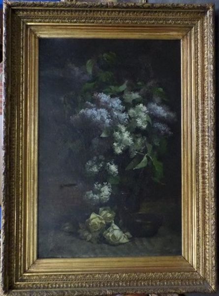 Bouquet De Lilas Dans Un Vase Oil Painting by Jules Giraud