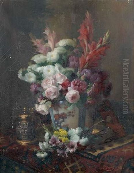 Bouquet De Fleurs Oil Painting by Jules Giraud