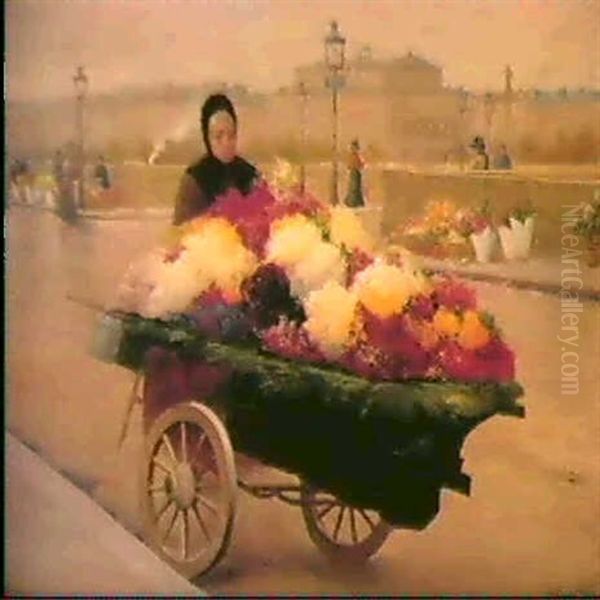 La Marchande De Fleurs Oil Painting by Jules Giraud