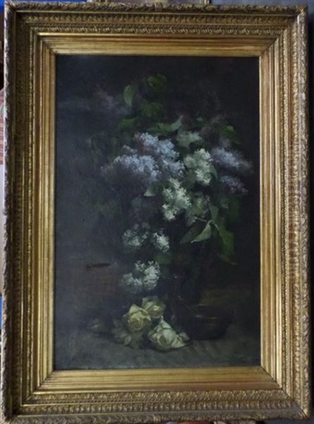 Bouquet De Lilas Dans Un Vase Oil Painting by Sebastien Charles Giraud