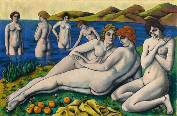 Grand Lesbos / Baigneuses Oil Painting by Pierre Paul Girieud